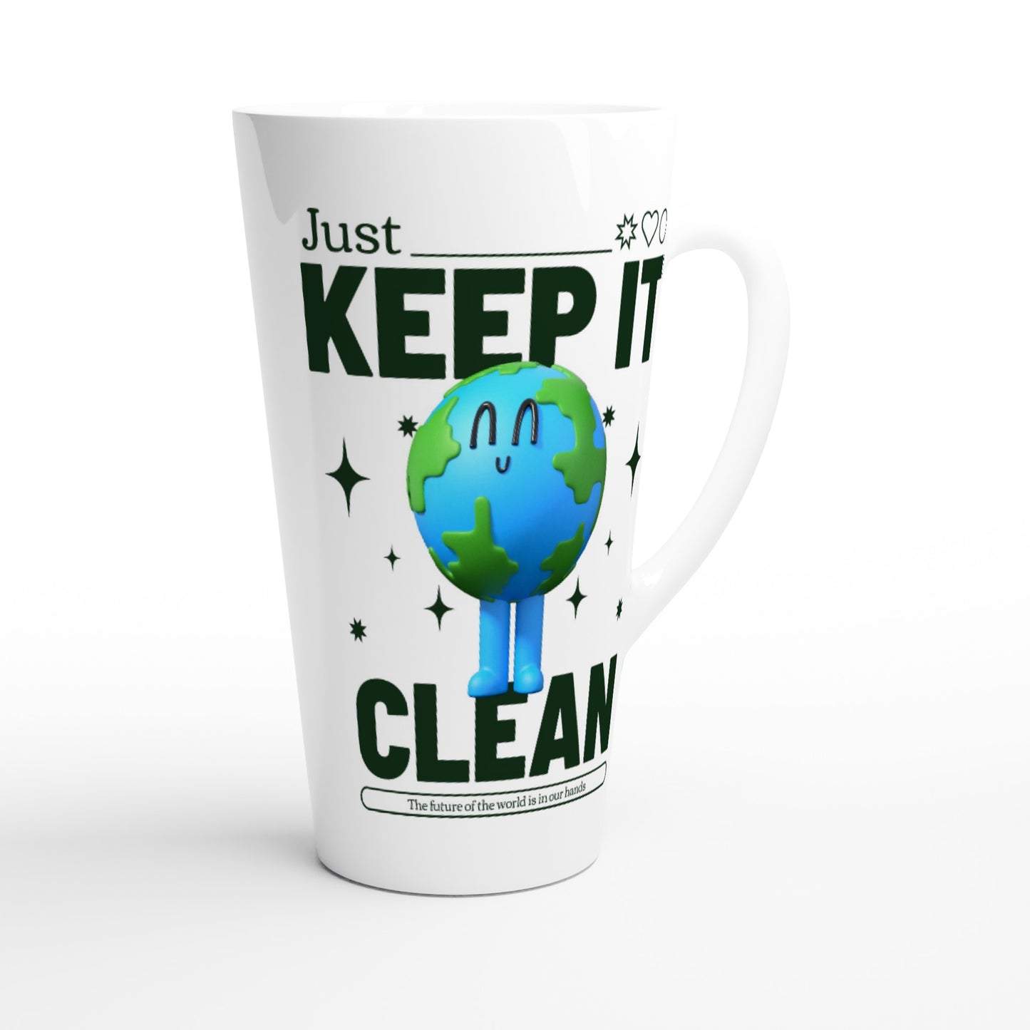 Earth, Just Keep It Clean - White Latte 17oz Ceramic Mug Latte Mug Environment