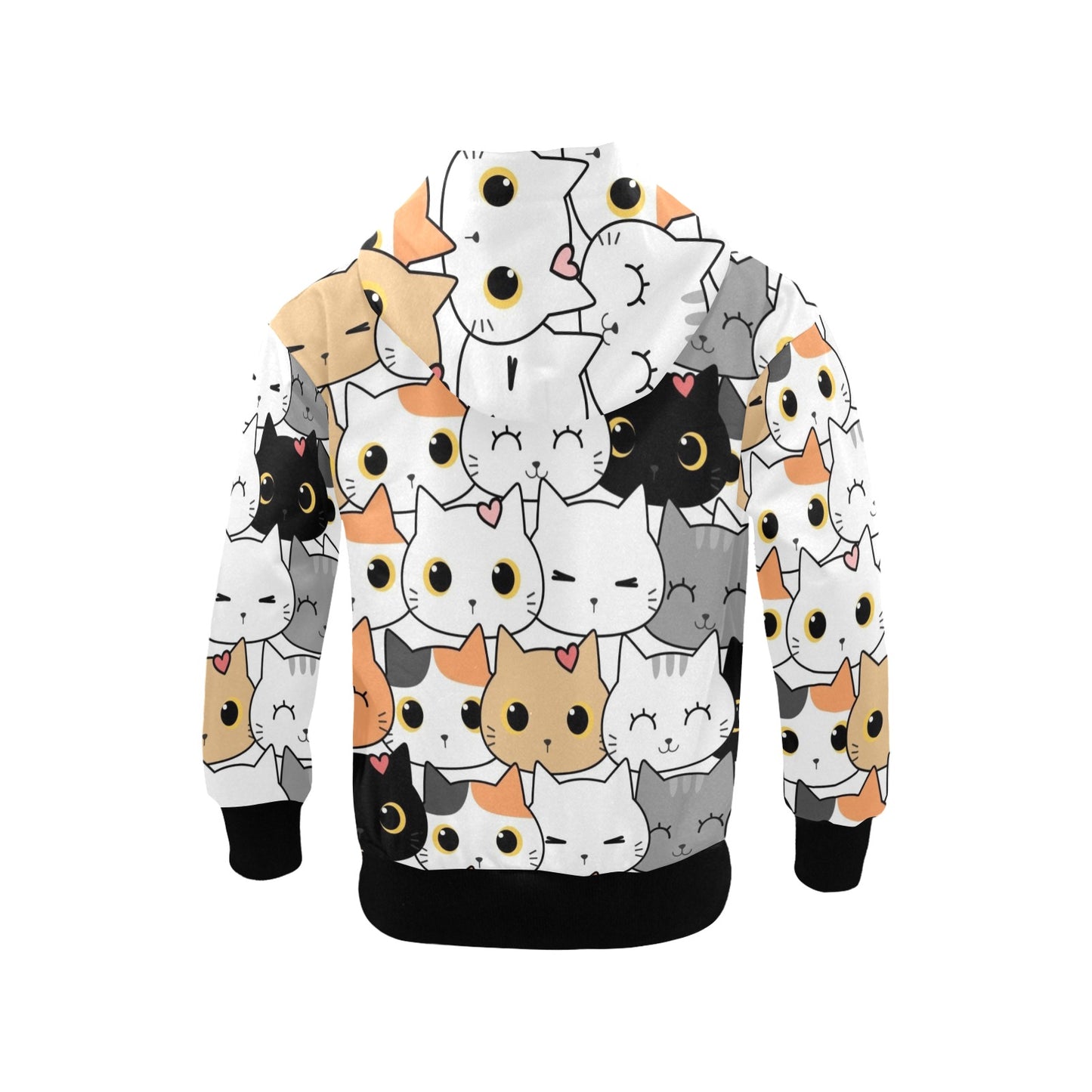 Cute Cartoon Cats - Senior Girls Zip Up Hoodie