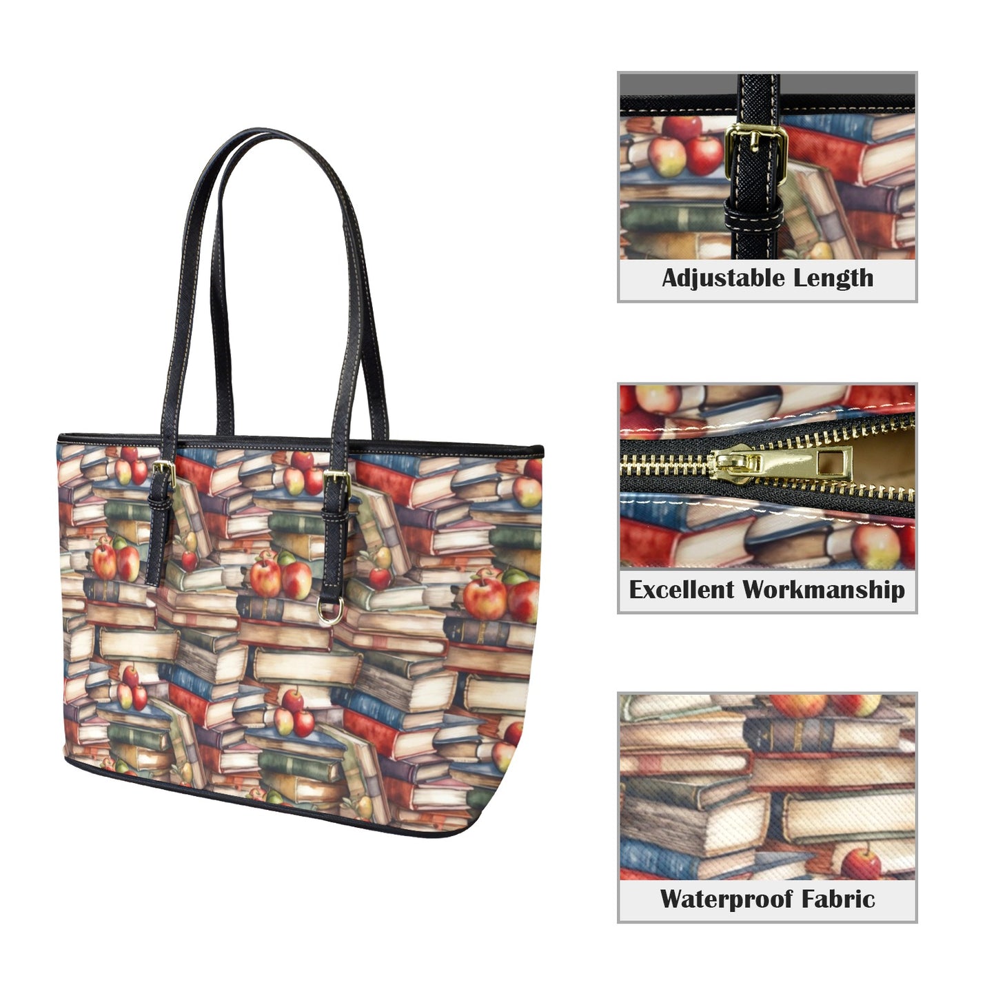 Watercolour Books - Leather Tote Bag-Large