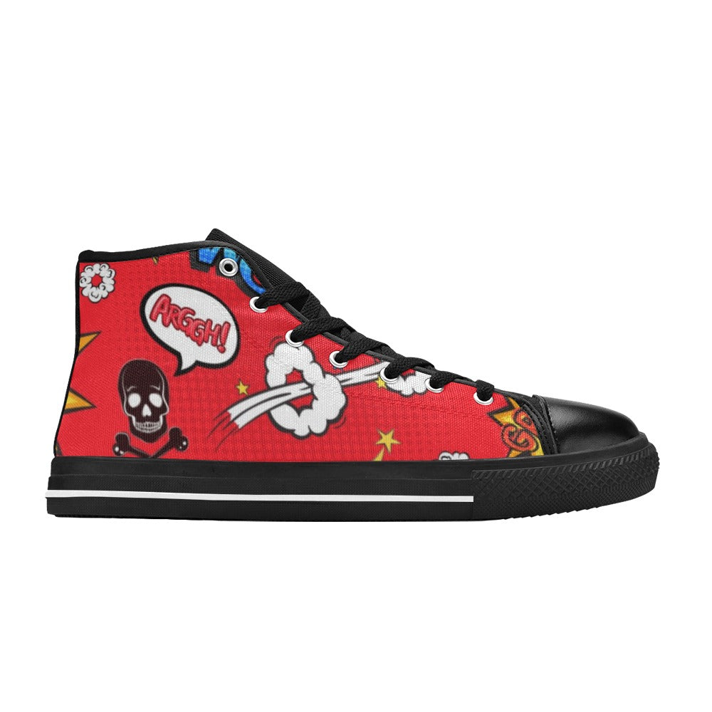 Comic Book Red - Women's High Top Canvas Shoes