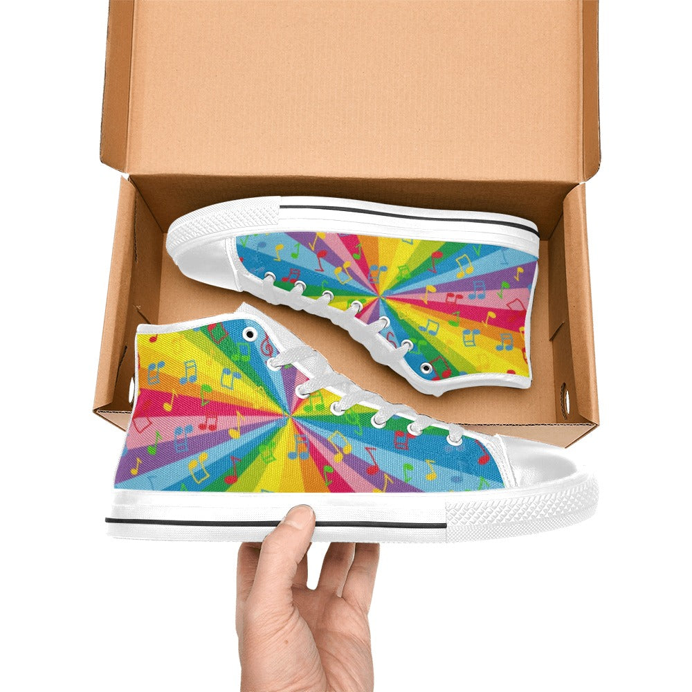 Rainbow Music - Women's High Top Canvas Shoes