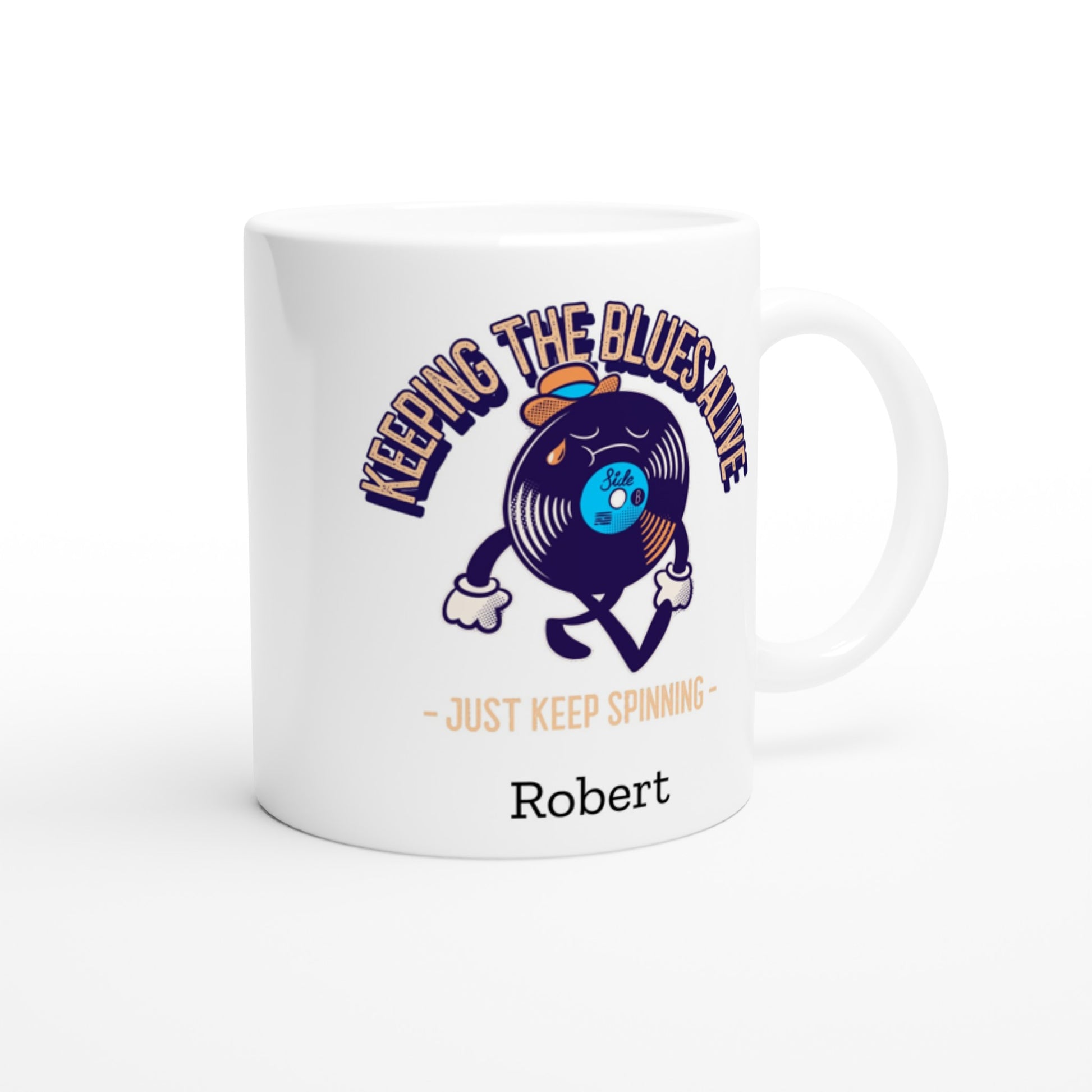 Personalise - Keeping The Blues Alive - White 11oz Ceramic Mug Personalised Mug customise Globally Fulfilled Music personalise