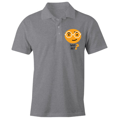 Why Not? - Chad S/S Polo Shirt, Printed Grey Marle Polo Shirt Funny