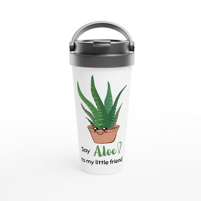 Say Aloe - White 15oz Stainless Steel Travel Mug Default Title Travel Mug Globally Fulfilled Plants