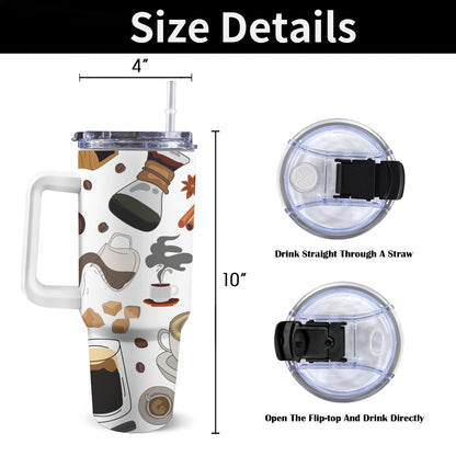 All The Coffee - 40oz Tumbler with White Handle