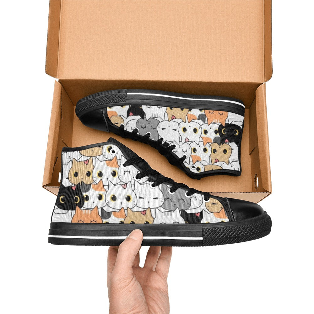 Cute Cartoon Cats - Kids' High Top Canvas Shoes