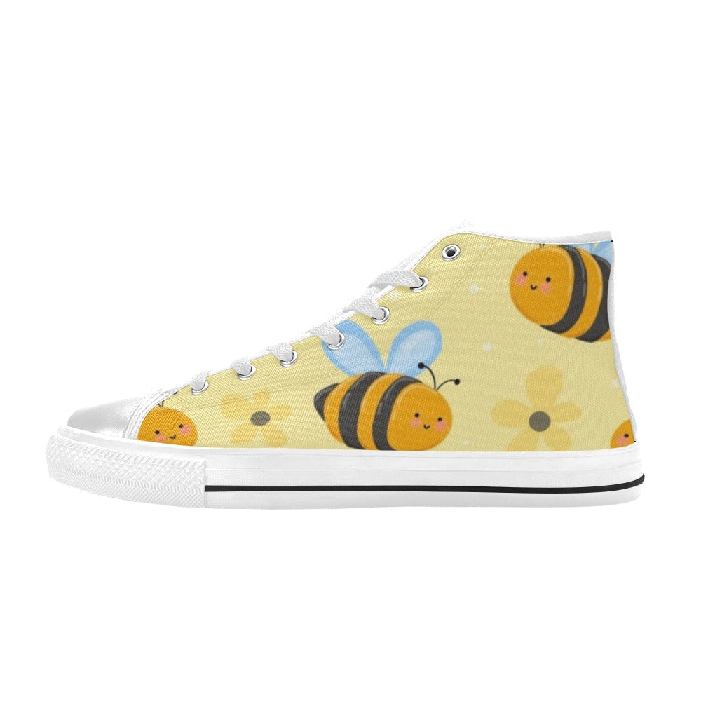 Bright Bees - Kids' High Top Canvas Shoes