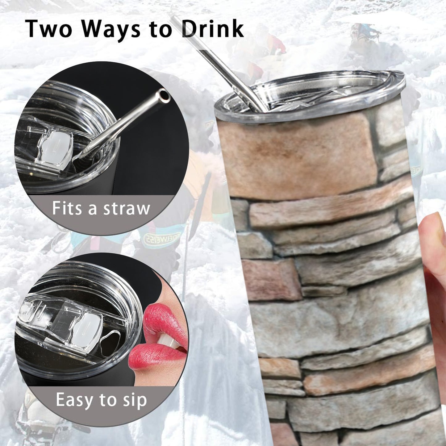 Stone Wall - 20oz Tall Skinny Tumbler with Lid and Straw