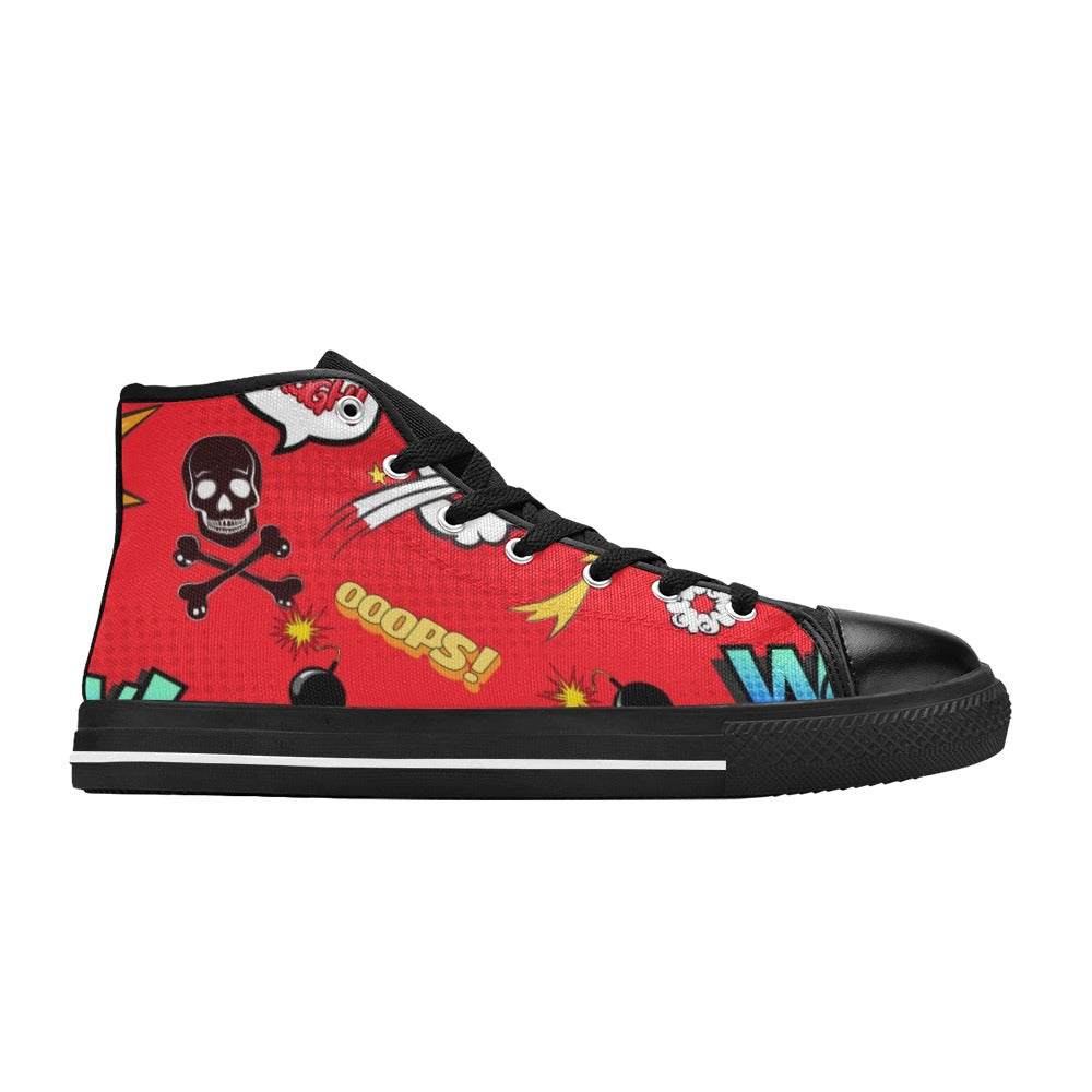 Comic Book Red - Men's High Top Canvas Shoes