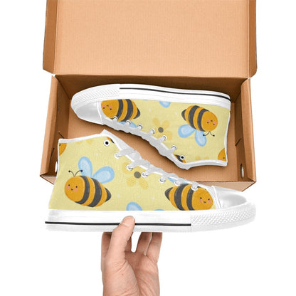 Bright Bees - Kids' High Top Canvas Shoes