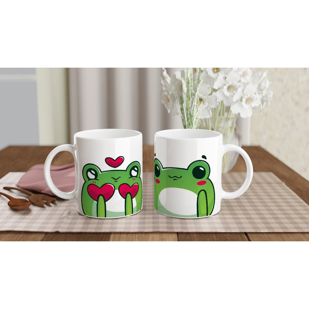 Frog Couple - White 11oz Ceramic Mug Default Title White 11oz Mug animal fun love