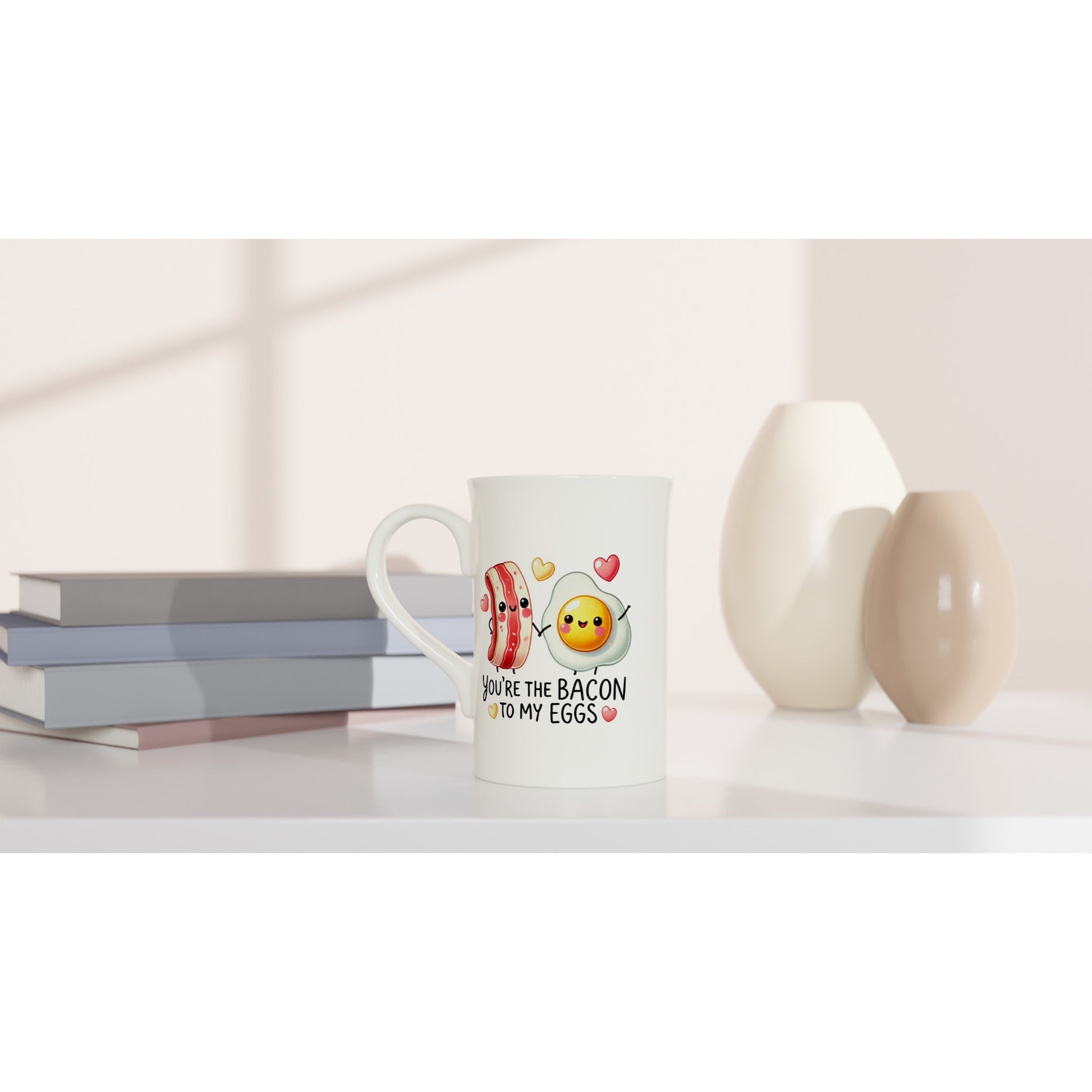 You're The Bacon To My Eggs, Valentine - White 10oz Porcelain Slim Mug Porcelain Mug