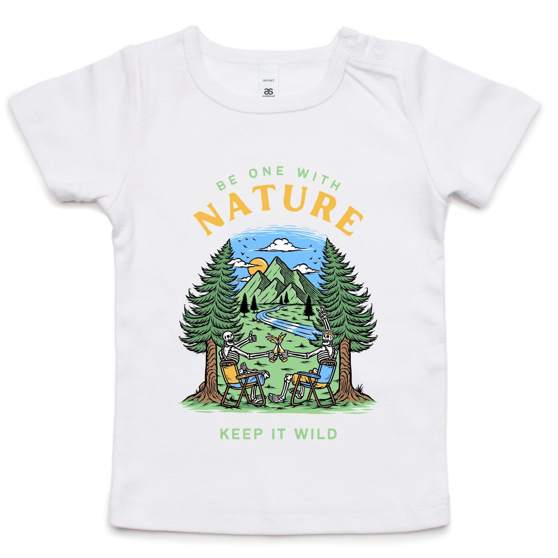 Be One With Nature, Skeleton - Baby T-shirt White Baby T-shirt Environment Summer