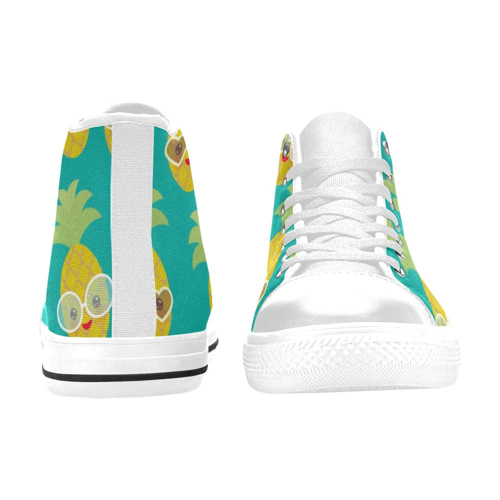 Pineapples With Glasses - Men's High Top Canvas Shoes