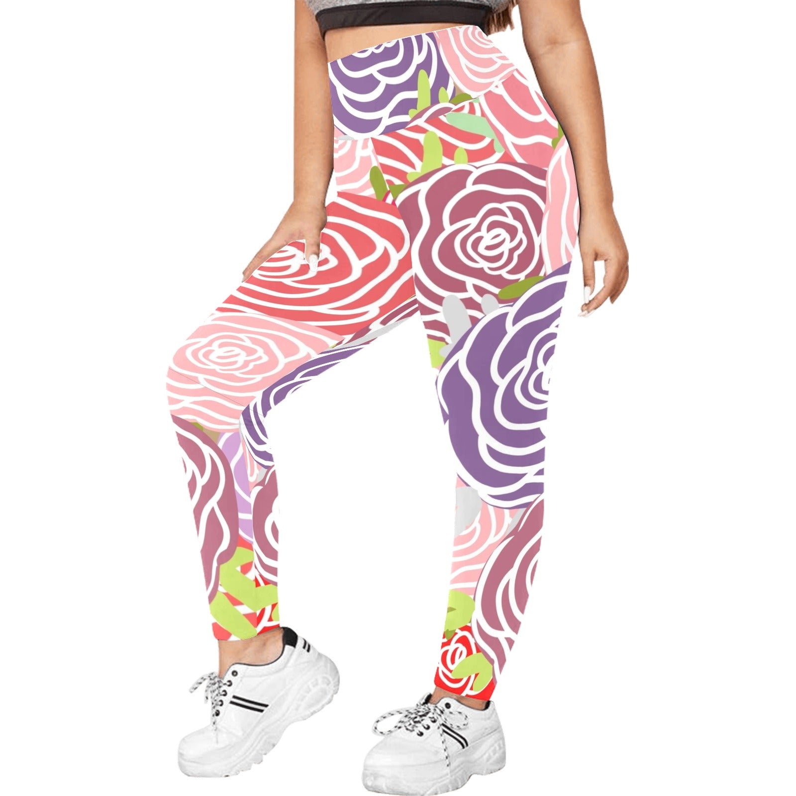 Abstract Roses - Women's Plus Size High Waist Leggings Women's Plus Size High Waist Leggings Printed Offshore