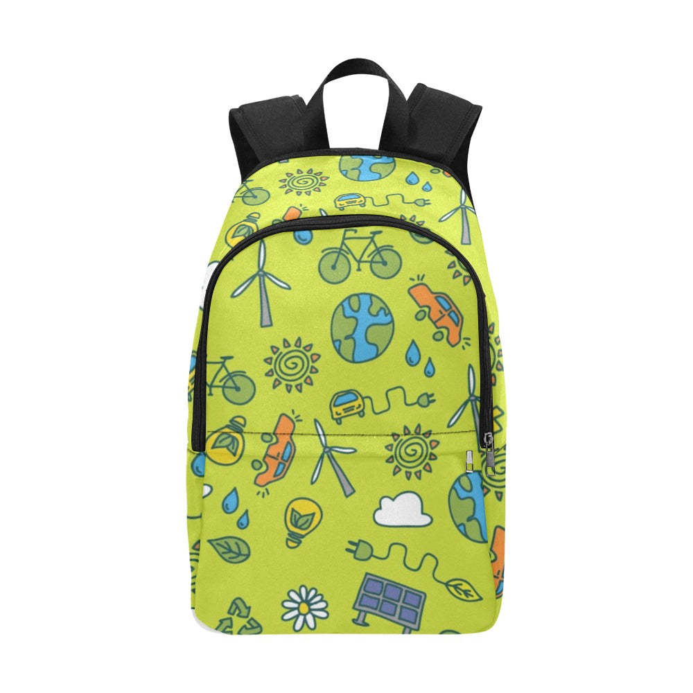 Go Green - Fabric Backpack for Adult Adult Casual Backpack Environment Printed Offshore