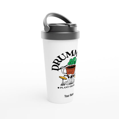 Personalised - Drummers - White 15oz Stainless Steel Travel Mug Personalised Travel Mug retro