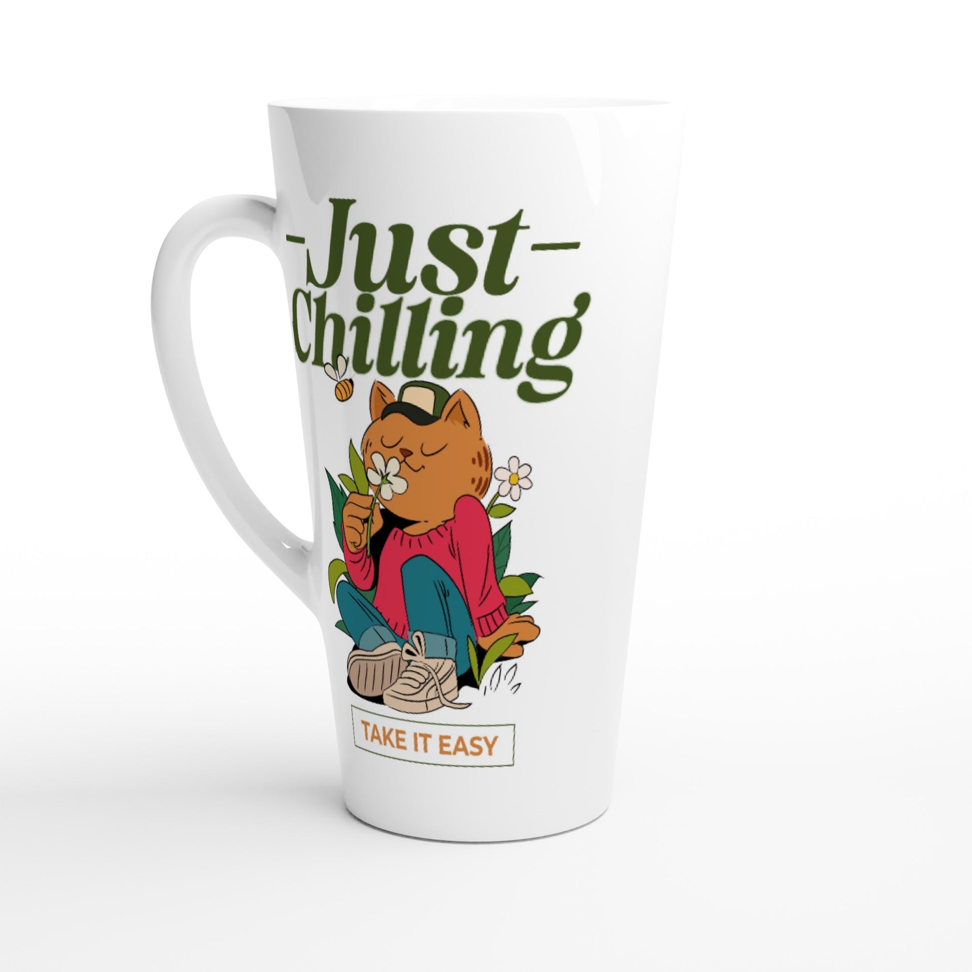 Just Chilling, Take It Easy - White Latte 17oz Ceramic Mug Default Title Latte Mug animal Globally Fulfilled