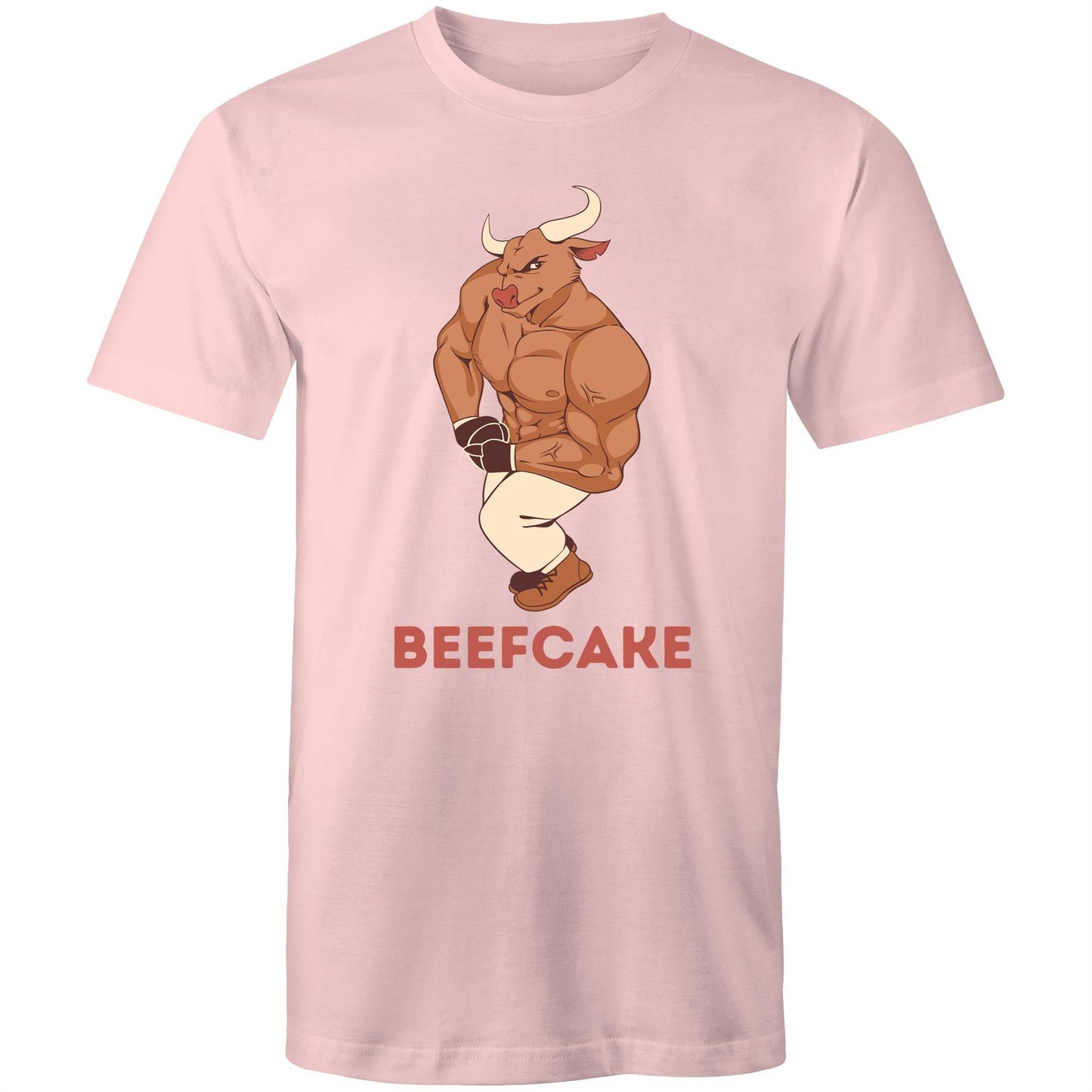 Beefcake, Bull, Gym - Mens T-Shirt Pink Fitness T-shirt Fitness