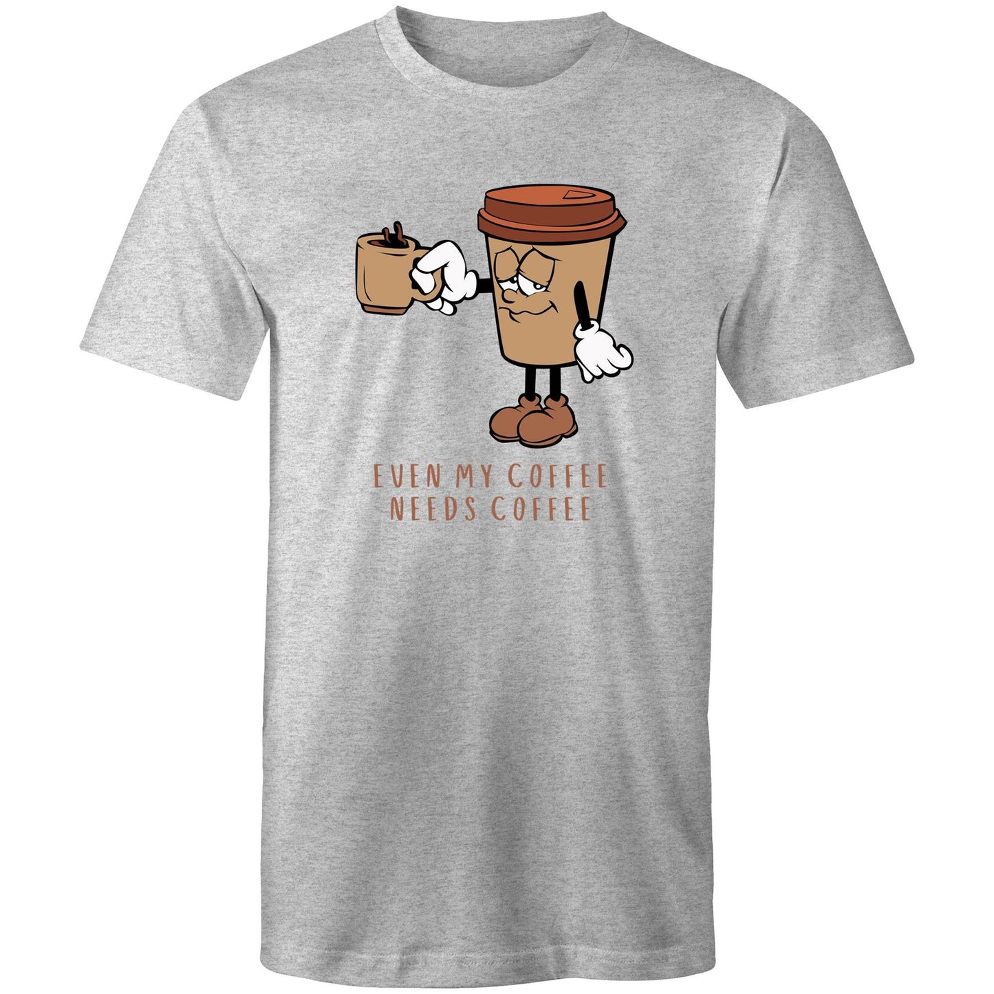 Even My Coffee Needs Coffee - Mens T-Shirt Grey Marle Mens T-shirt Coffee