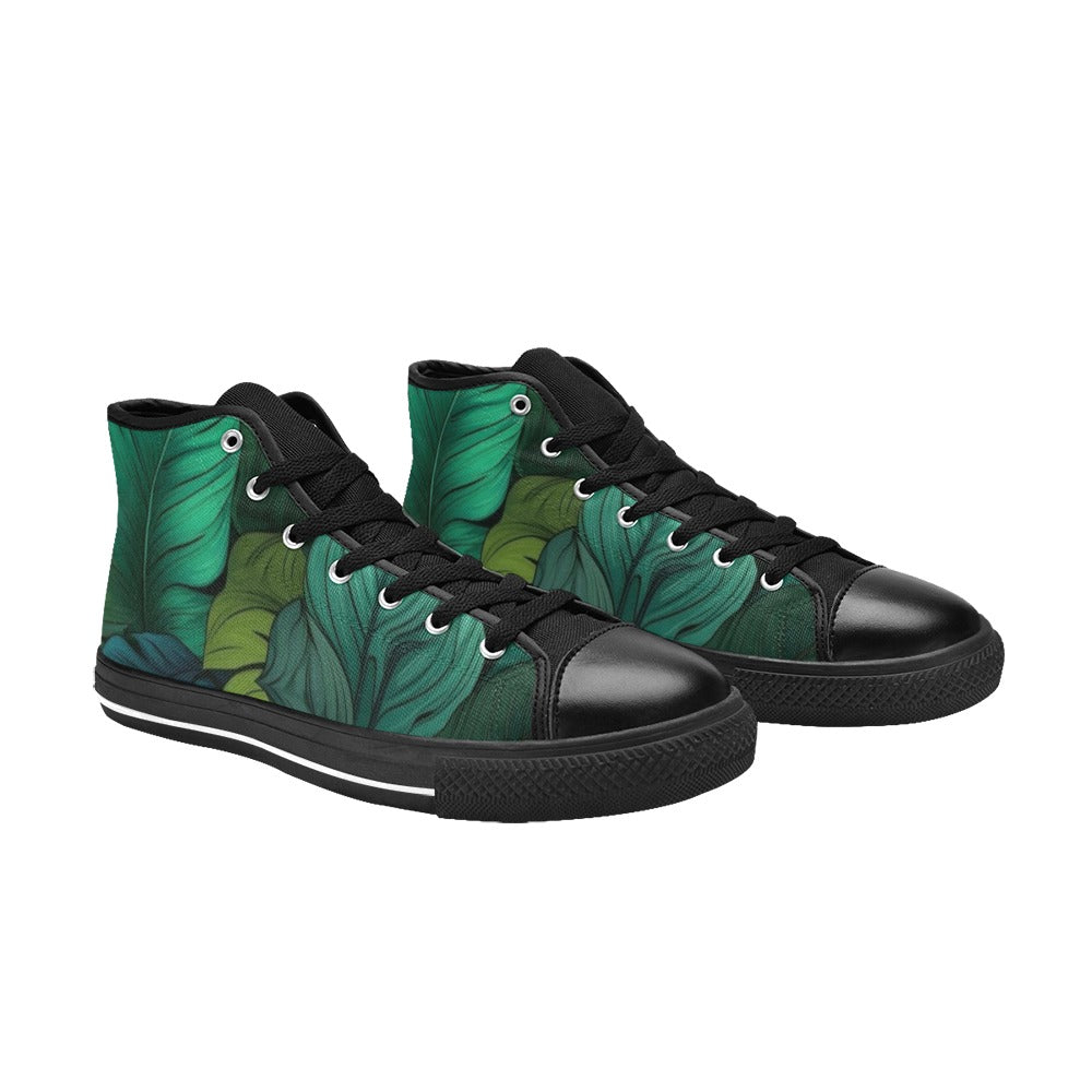 Tropical Leaves - Women's High Top Canvas Shoes