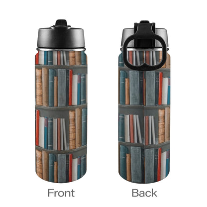 Books - Insulated Water Bottle with Straw Lid (18oz) Insulated Water Bottle with Swing Handle