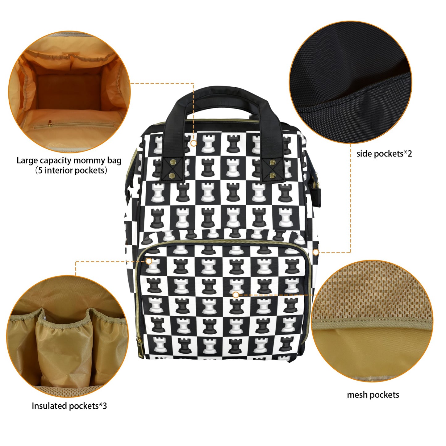 Chess Black And White - Multifunction Backpack