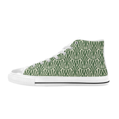 Green Pattern - Men's High Top Canvas Shoes