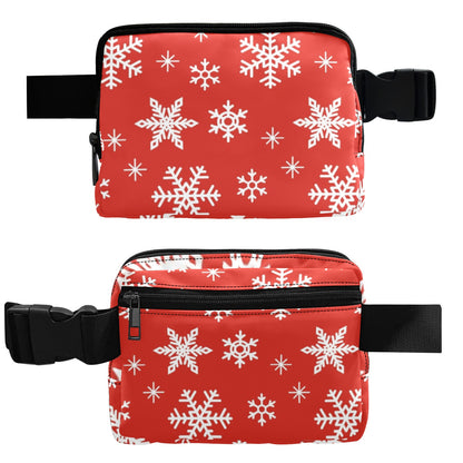 Red Snowflakes, Christmas - Belt Bag