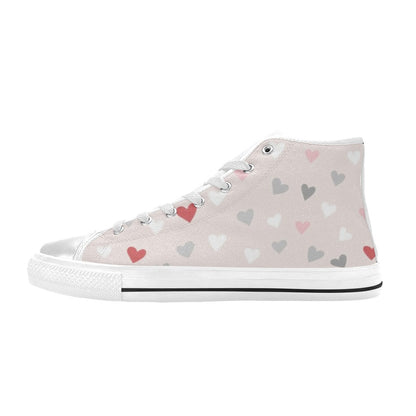 Pretty Hearts - Women's High Top Canvas Shoes