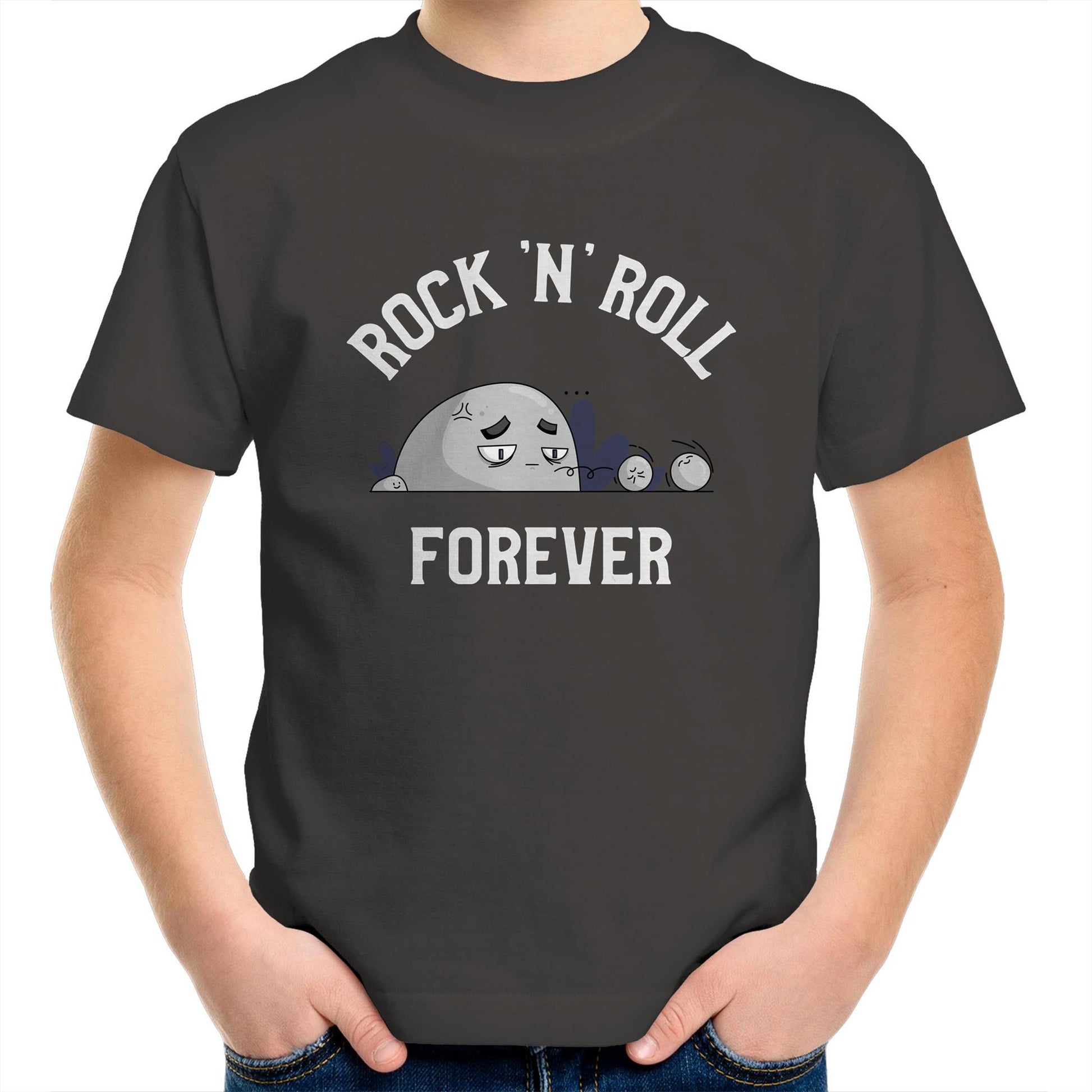 Rock 'N' Roll Forever - Kids Youth T-Shirt Charcoal Kids Youth T-shirt Music