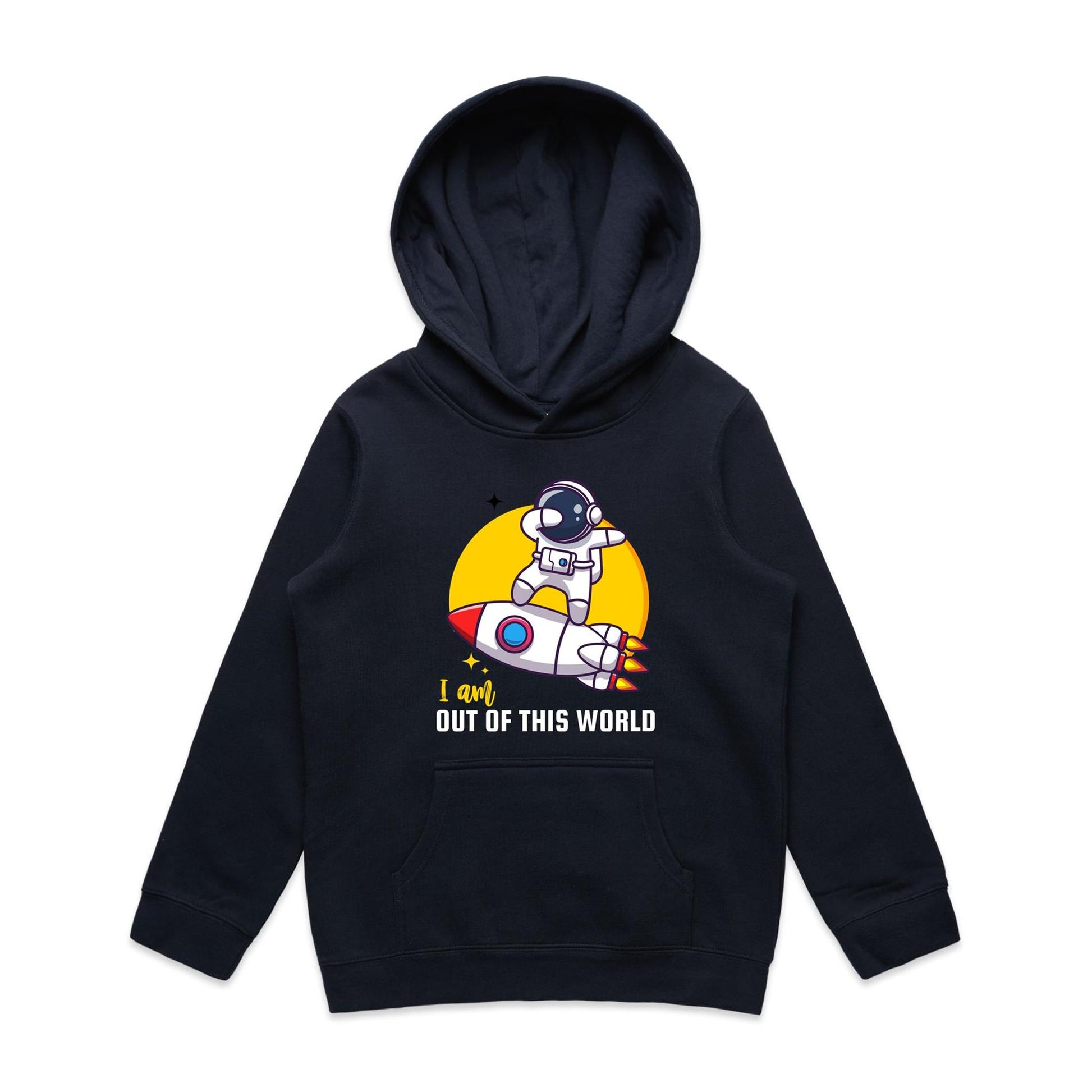 I Am Out Of This World, Astronaut - Youth Supply Hood Navy Kids Hoodie Sci Fi
