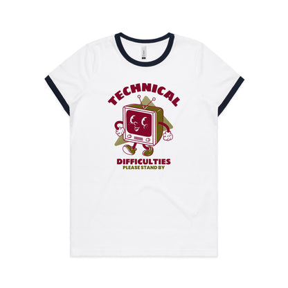 Technical Difficulties, Retro TV - Women's Ringer Tee