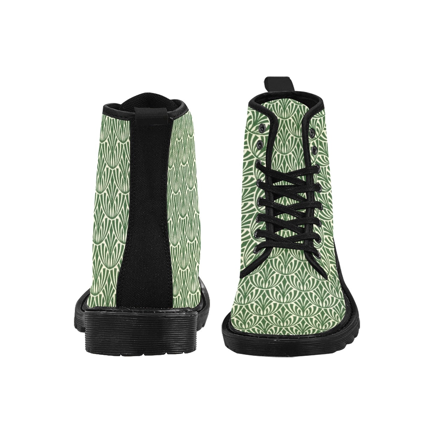 Green Pattern - Martin Boots for Women (Black)