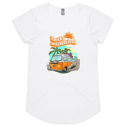 Hello Sunshine, Beach Van - Womens Scoop Neck T-Shirt