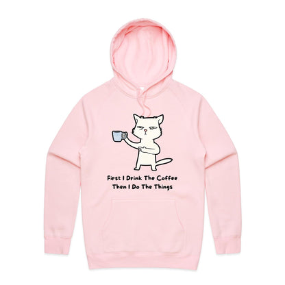 First I Drink The Coffee - Supply Hood Pink Mens Supply Hoodie animal Coffee