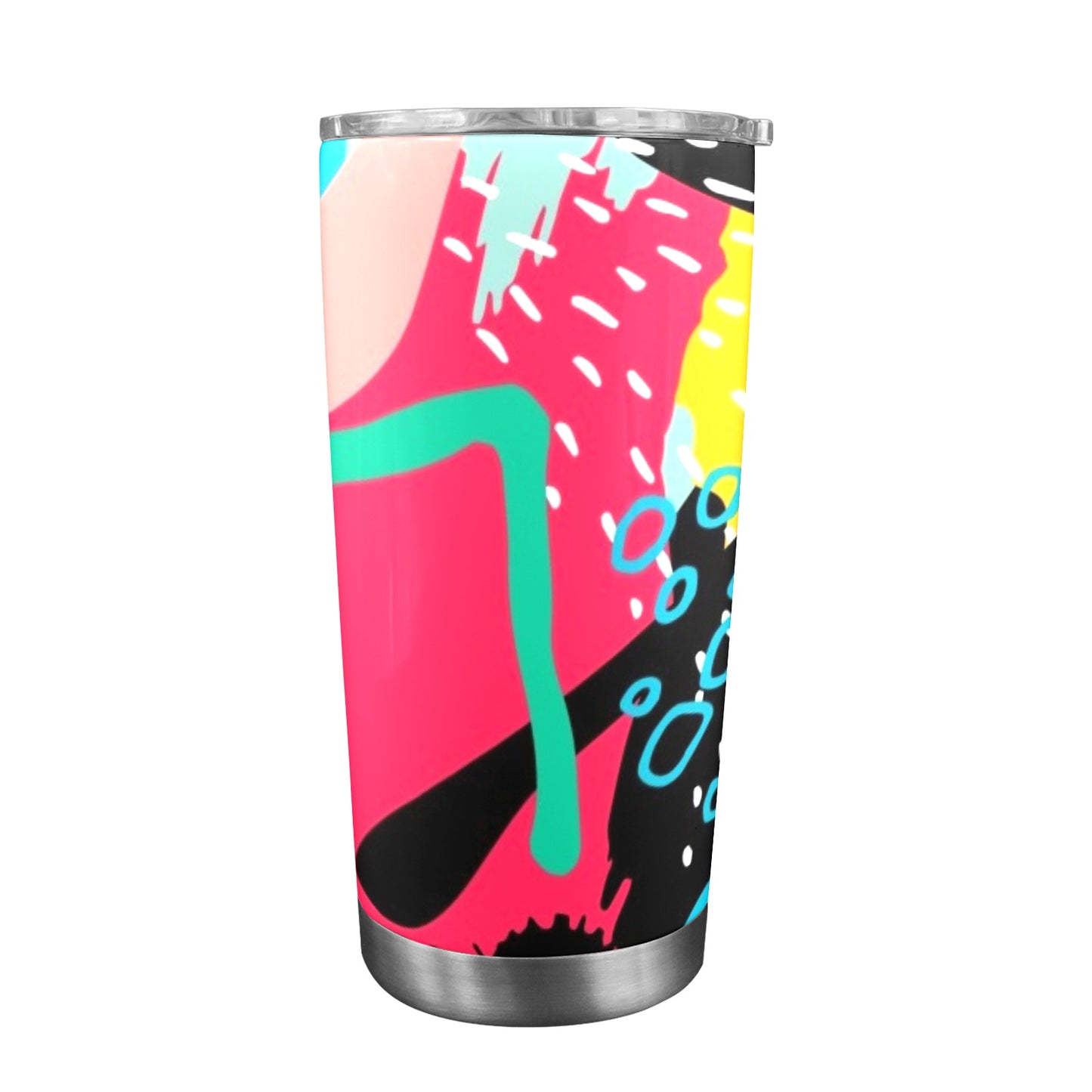 Bright And Colourful - 20oz Travel Mug with Clear Lid Clear Lid Travel Mug Printed Offshore