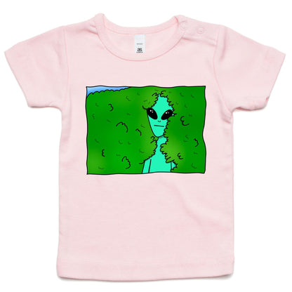 Alien Backing Into Hedge Meme - Baby T-shirt Pink Baby T-shirt Funny Sci Fi