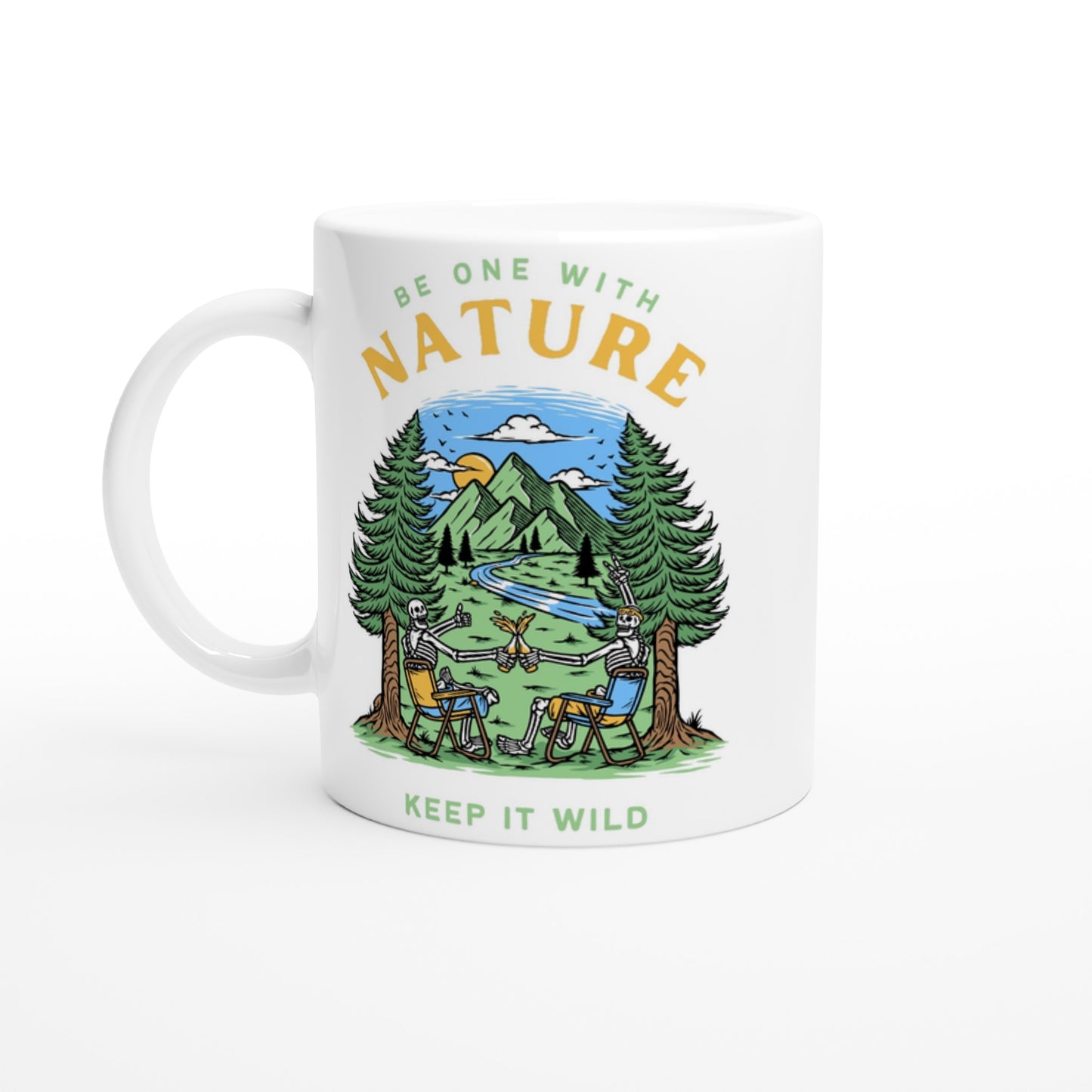 Be One With Nature, Keep It Wild, Skeleton - White 11oz Ceramic Mug Default Title White 11oz Mug Environment Funny Globally Fulfilled