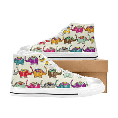 Elephants - Women's High Top Canvas Shoes