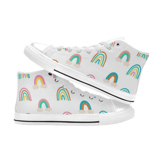 Cloud Rainbows - Kids' High Top Canvas Shoes