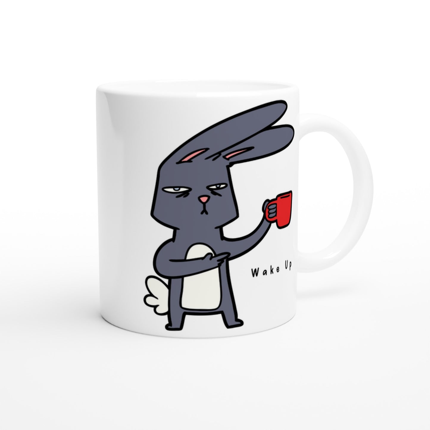 Wake Up, Rabbit - White 11oz Ceramic Mug White 11oz Mug animal Coffee Globally Fulfilled