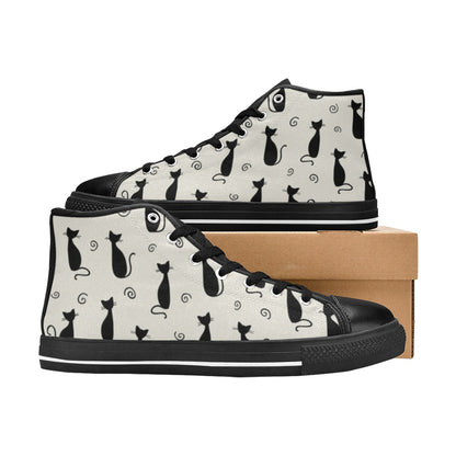 Black Cats - Women's High Top Canvas Shoes