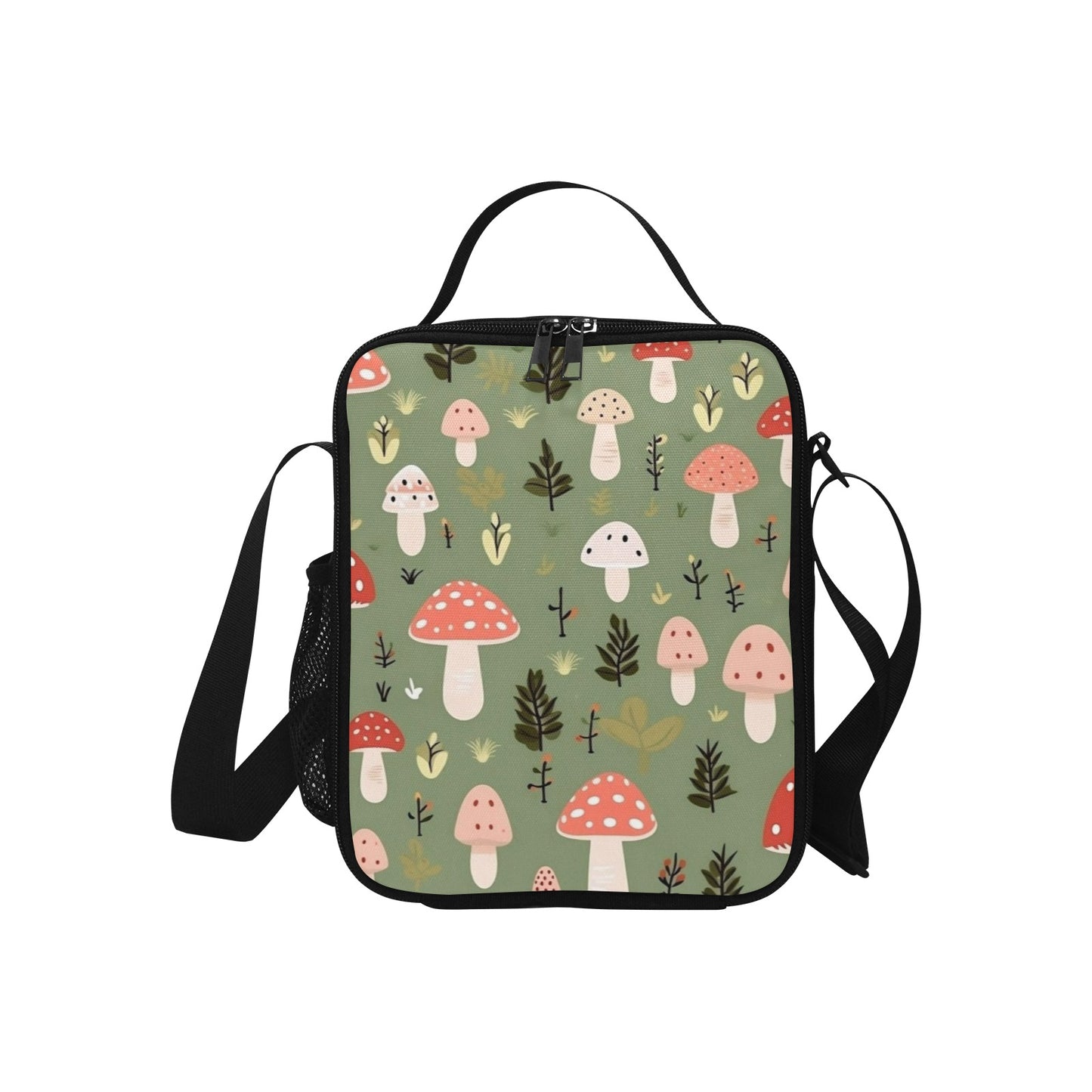 Toadstools - Crossbody Lunch Bag for Kids Kids Crossbody Lunch Bag, Single Sided Print Plants Printed Offshore