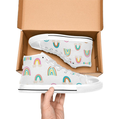 Cloud Rainbows - Kids' High Top Canvas Shoes