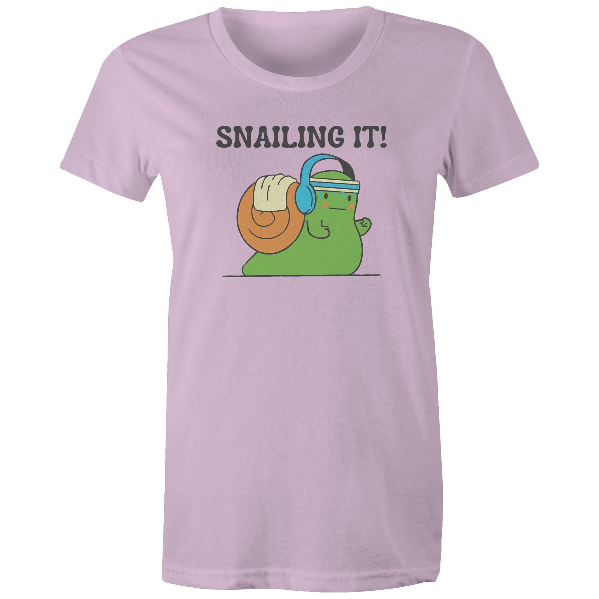 Snailing It - Womens T-shirt Lavender Womens T-shirt Fitness Printed In Australia