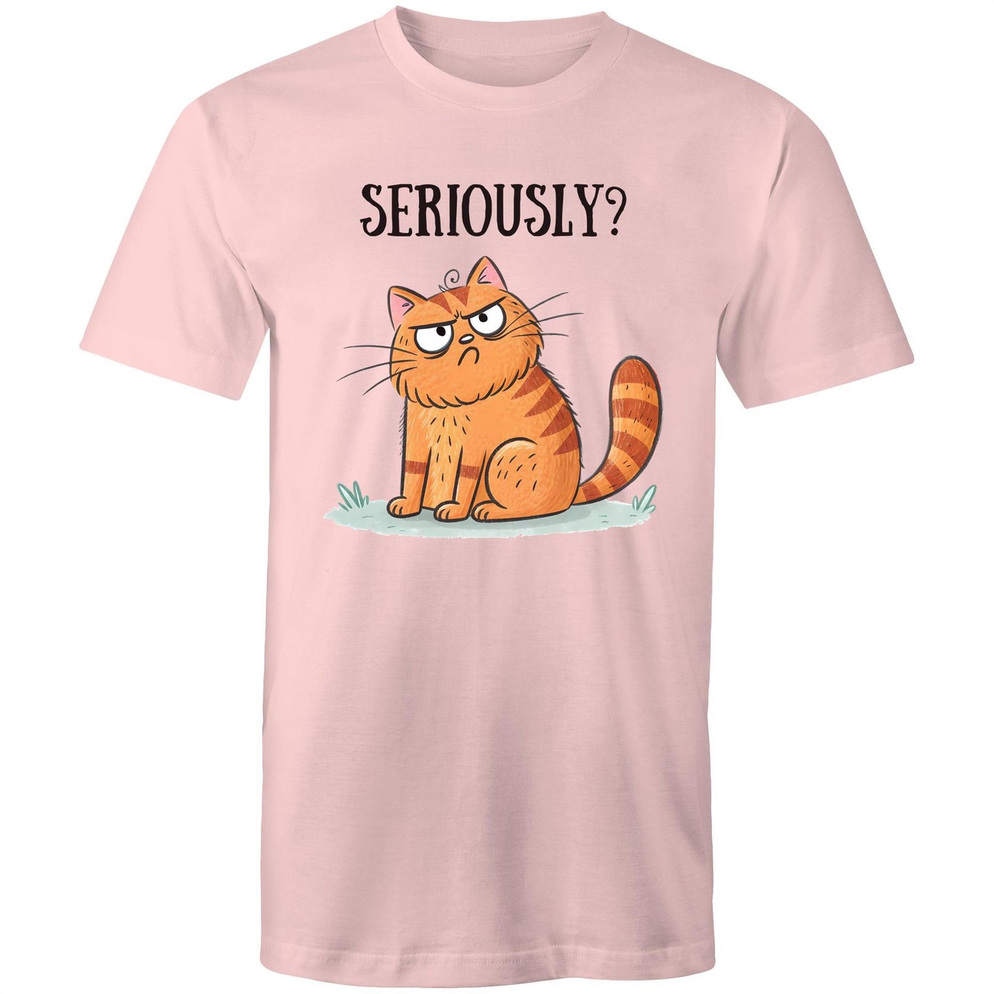 Cat Seriously? - Mens T-Shirt Pink Mens T-shirt animal Printed In Australia