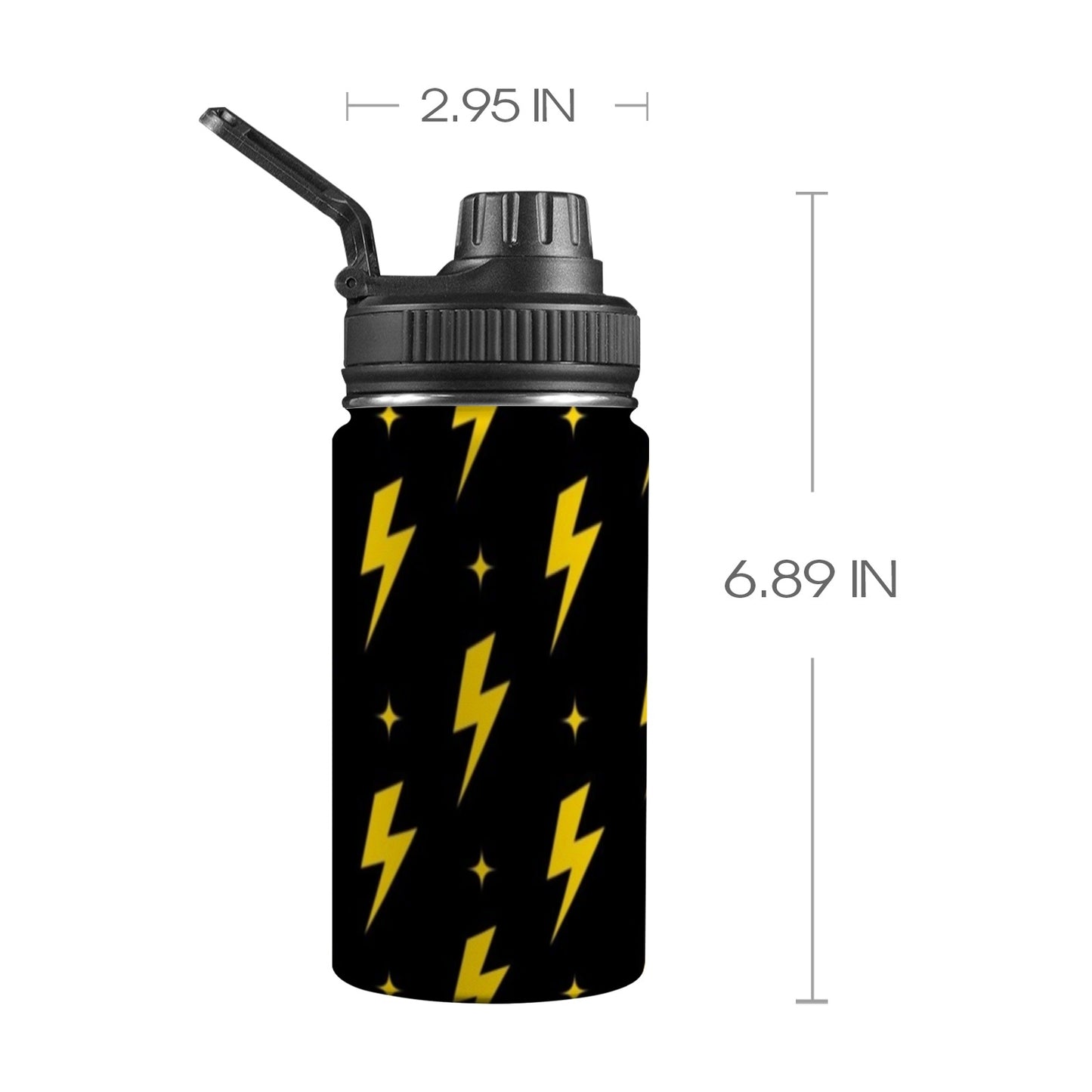 Yellow Lightning - Kids Water Bottle with Chug Lid (12 oz)