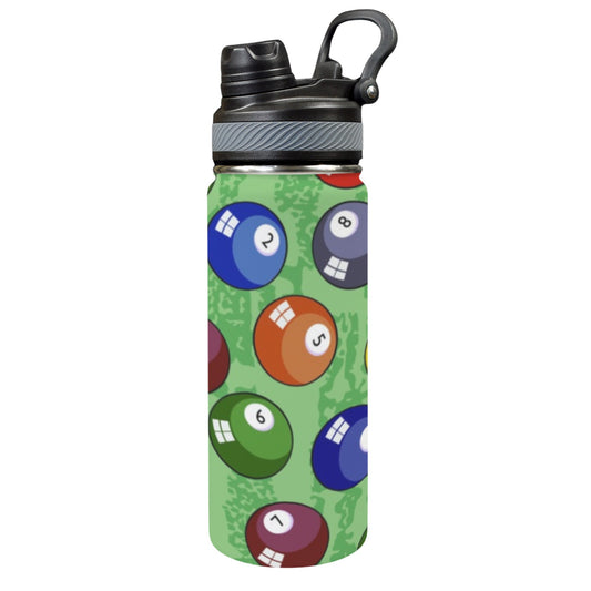 Pool Balls - Insulated Water Bottle with Dual-Use Lid (18oz)