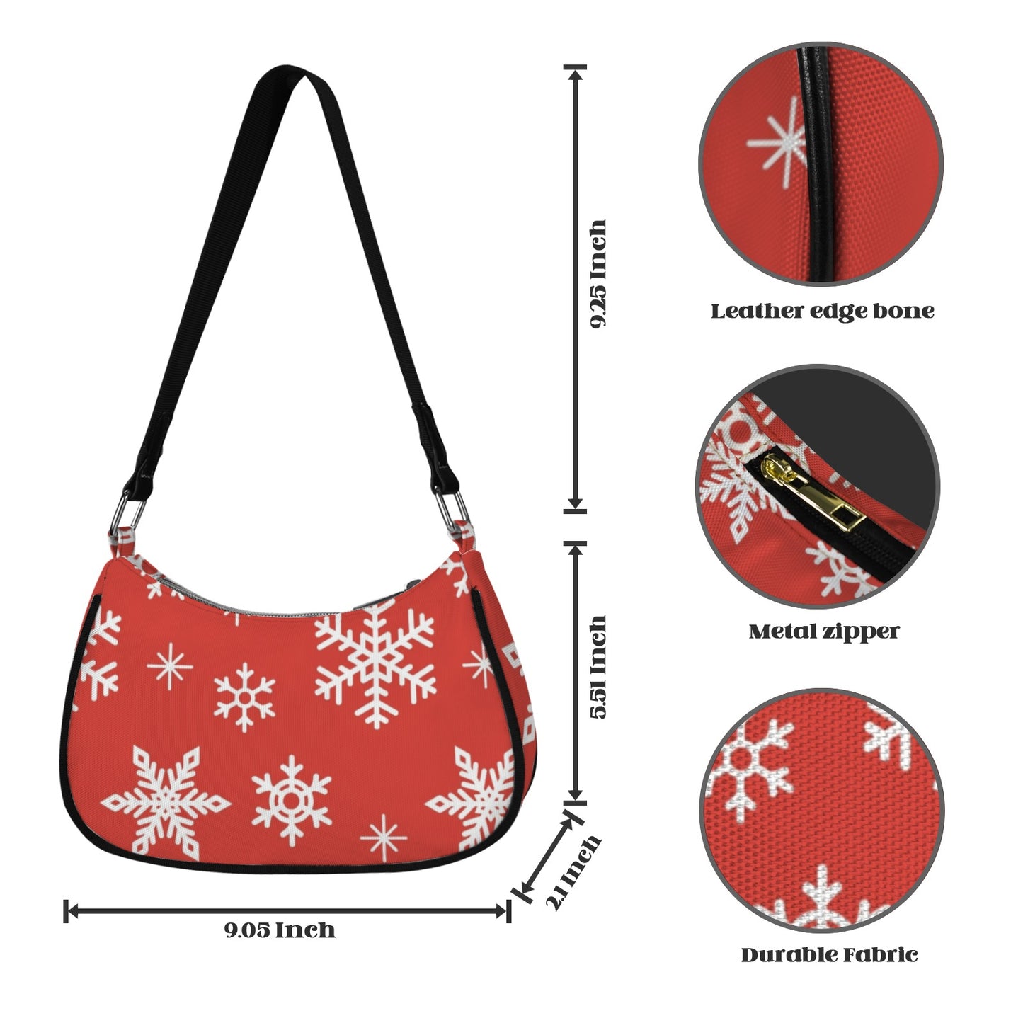 Red Snowflakes, Christmas - Small Shoulder Bag